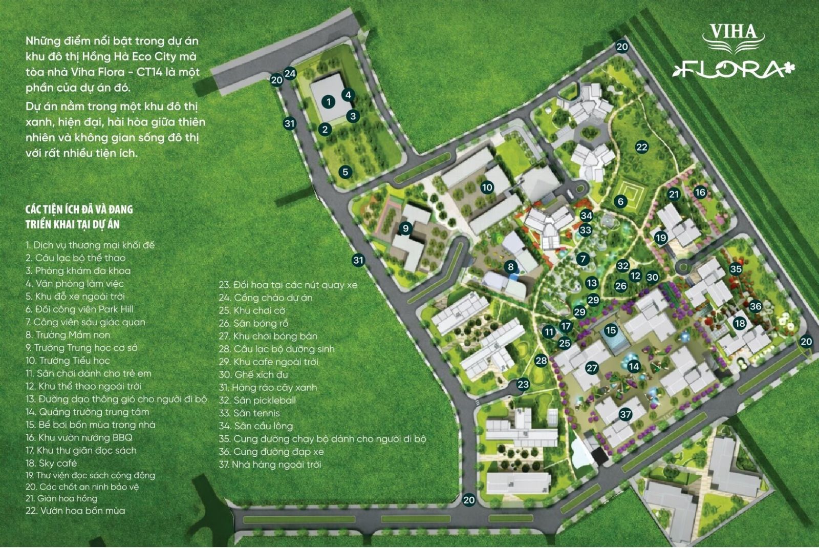 37 Tiện Ích Xanh tại Viha Flora